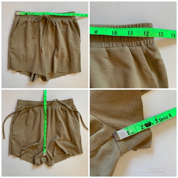 By The River Puff Sleeve Sweatshirt + Shorts Set Size Small NWT Beige Green - Picture 16 of 16